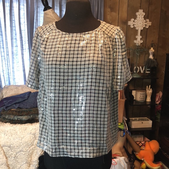 Beautiful Gray Sequin Women’s Blouse - Picture 7 of 12